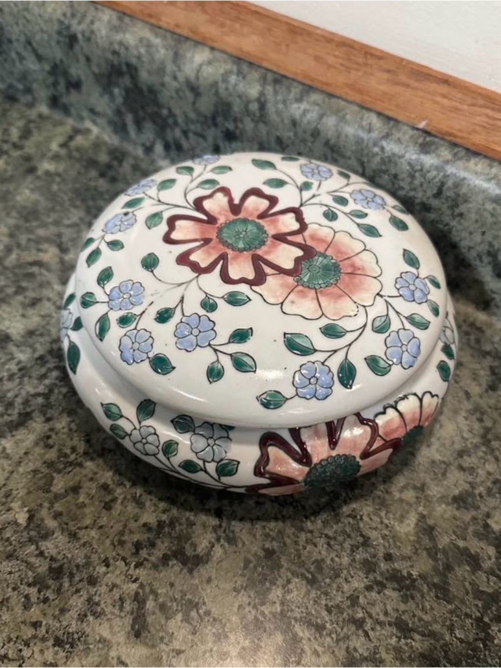 Vintage Floral Porcelain Trinket Box
